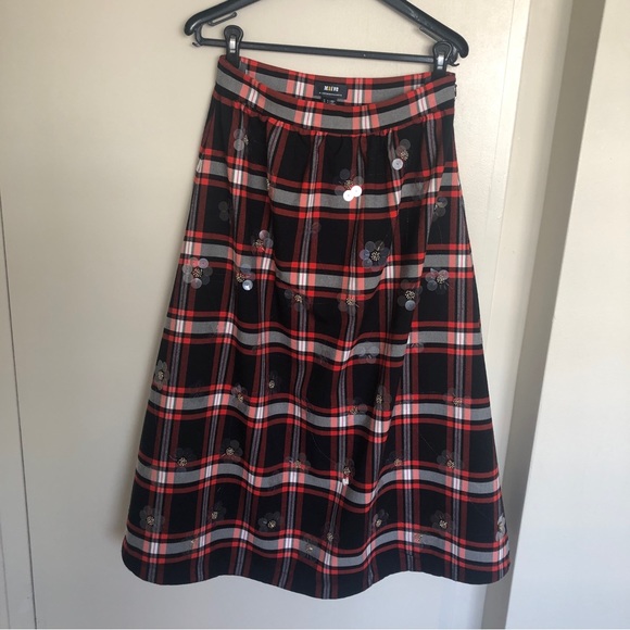 Anthropologie Maeve embellished plaid midi skirt. - Picture 6 of 14